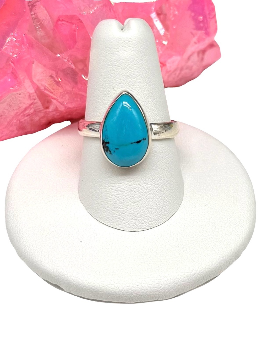 Aztec Mountain Turquoise Ring Size 8 Solid 925 Sterling Silver